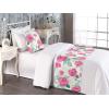 Ambesonne Floral Bed Runner Set, Rose Flowers and Leaves Pattern Vintage Valentine Romantic Ornament, Decorative Bedding Scarf and 2 Pillow Shams for Hotels Homes, King, Pastel Pink Hunter Green(Pastel Pink Hunter Green)