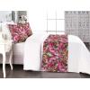 Ambesonne Floral Bed Runner Set, Rose Flowers and Leaves Pattern Vintage Valentine Romantic Ornament, Decorative Bedding Scarf and 2 Pillow Shams for Hotels Homes, King, Pastel Pink Hunter Green(Pale Fuchsia and Sage Green)