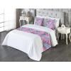 Ambesonne Floral Bed Runner Set, Rose Flowers and Leaves Pattern Vintage Valentine Romantic Ornament, Decorative Bedding Scarf and 2 Pillow Shams for Hotels Homes, King, Pastel Pink Hunter Green(Pale Fuchsia and Sea Green)