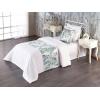 Ambesonne Floral Bed Runner Set, Rose Flowers and Leaves Pattern Vintage Valentine Romantic Ornament, Decorative Bedding Scarf and 2 Pillow Shams for Hotels Homes, King, Pastel Pink Hunter Green(Pale Cadet Blue and White)