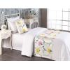 Ambesonne Floral Bed Runner Set, Rose Flowers and Leaves Pattern Vintage Valentine Romantic Ornament, Decorative Bedding Scarf and 2 Pillow Shams for Hotels Homes, King, Pastel Pink Hunter Green(Dark Yellow and Soft Pink)