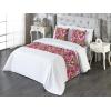 Ambesonne Floral Bed Runner Set, Rose Flowers and Leaves Pattern Vintage Valentine Romantic Ornament, Decorative Bedding Scarf and 2 Pillow Shams for Hotels Homes, King, Pastel Pink Hunter Green(Pale Fuchsia and Sage Green)