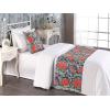 Ambesonne Floral Bed Runner Set, Rose Flowers and Leaves Pattern Vintage Valentine Romantic Ornament, Decorative Bedding Scarf and 2 Pillow Shams for Hotels Homes, King, Pastel Pink Hunter Green(Vermilion and Navy Blue)