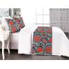 Ambesonne Floral Bed Runner Set, Rose Flowers and Leaves Pattern Vintage Valentine Romantic Ornament, Decorative Bedding Scarf and 2 Pillow Shams for Hotels Homes, King, Pastel Pink Hunter Green(Vermilion and Navy Blue)