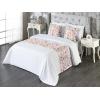 Ambesonne Floral Bed Runner Set, Rose Flowers and Leaves Pattern Vintage Valentine Romantic Ornament, Decorative Bedding Scarf and 2 Pillow Shams for Hotels Homes, King, Pastel Pink Hunter Green(Dark Magenta and Pale Khaki)
