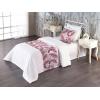 Ambesonne Floral Bed Runner Set, Rose Flowers and Leaves Pattern Vintage Valentine Romantic Ornament, Decorative Bedding Scarf and 2 Pillow Shams for Hotels Homes, King, Pastel Pink Hunter Green(Blue Violet Pale Peach)