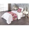 Ambesonne Floral Bed Runner Set, Rose Flowers and Leaves Pattern Vintage Valentine Romantic Ornament, Decorative Bedding Scarf and 2 Pillow Shams for Hotels Homes, King, Pastel Pink Hunter Green(Pastel Pink and Reseda Green)