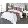 Ambesonne Floral Bed Runner Set, Rose Flowers and Leaves Pattern Vintage Valentine Romantic Ornament, Decorative Bedding Scarf and 2 Pillow Shams for Hotels Homes, King, Pastel Pink Hunter Green(Vermilion and Navy Blue)