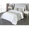 Ambesonne Floral Bed Runner Set, Rose Flowers and Leaves Pattern Vintage Valentine Romantic Ornament, Decorative Bedding Scarf and 2 Pillow Shams for Hotels Homes, King, Pastel Pink Hunter Green(Pale Teal and Peacock Green)