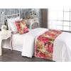 Ambesonne Floral Bed Runner Set, Rose Flowers and Leaves Pattern Vintage Valentine Romantic Ornament, Decorative Bedding Scarf and 2 Pillow Shams for Hotels Homes, King, Pastel Pink Hunter Green(Dark Coral and Olive Green)