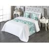 Ambesonne Floral Bed Runner Set, Rose Flowers and Leaves Pattern Vintage Valentine Romantic Ornament, Decorative Bedding Scarf and 2 Pillow Shams for Hotels Homes, King, Pastel Pink Hunter Green(Pale Teal and Almond Green)