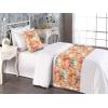 Ambesonne Floral Bed Runner Set, Rose Flowers and Leaves Pattern Vintage Valentine Romantic Ornament, Decorative Bedding Scarf and 2 Pillow Shams for Hotels Homes, King, Pastel Pink Hunter Green(Scarlet and Green Brown)