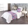 Ambesonne Floral Bed Runner Set, Rose Flowers and Leaves Pattern Vintage Valentine Romantic Ornament, Decorative Bedding Scarf and 2 Pillow Shams for Hotels Homes, King, Pastel Pink Hunter Green(Pale Fuchsia and Sea Green)