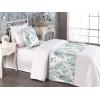 Ambesonne Floral Bed Runner Set, Rose Flowers and Leaves Pattern Vintage Valentine Romantic Ornament, Decorative Bedding Scarf and 2 Pillow Shams for Hotels Homes, King, Pastel Pink Hunter Green(Pale Cadet Blue and White)