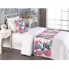 Ambesonne Floral Bed Runner Set, Rose Flowers and Leaves Pattern Vintage Valentine Romantic Ornament, Decorative Bedding Scarf and 2 Pillow Shams for Hotels Homes, King, Pastel Pink Hunter Green(Dried Rose and Petrol Blue)