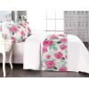 Ambesonne Floral Bed Runner Set, Rose Flowers and Leaves Pattern Vintage Valentine Romantic Ornament, Decorative Bedding Scarf and 2 Pillow Shams for Hotels Homes, King, Pastel Pink Hunter Green(Pastel Pink Hunter Green)