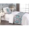 Ambesonne Floral Bed Runner Set, Rose Flowers and Leaves Pattern Vintage Valentine Romantic Ornament, Decorative Bedding Scarf and 2 Pillow Shams for Hotels Homes, King, Pastel Pink Hunter Green(Pale Teal and Sky Blue)
