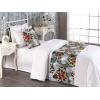 Ambesonne Floral Bed Runner Set, Roses Lavender Eucalyptus Watercolor Valentine’s Day Romantic Concept, Decorative Bedding Scarf and a Pillow Sham for Hotels Homes, Twin, Purple Grey and Off White(Pale Orange Teal Brown)