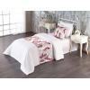 Ambesonne Floral Bed Runner Set, Roses Lavender Eucalyptus Watercolor Valentine’s Day Romantic Concept, Decorative Bedding Scarf and a Pillow Sham for Hotels Homes, Twin, Purple Grey and Off White(Dried Rose Pale Ruby)