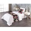 Ambesonne Floral Bed Runner Set, Roses Lavender Eucalyptus Watercolor Valentine’s Day Romantic Concept, Decorative Bedding Scarf and a Pillow Sham for Hotels Homes, Twin, Purple Grey and Off White(Raspberry and Reseda Green)