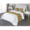 Ambesonne Floral Bed Runner Set, Roses Lavender Eucalyptus Watercolor Valentine’s Day Romantic Concept, Decorative Bedding Scarf and a Pillow Sham for Hotels Homes, Twin, Purple Grey and Off White(Earth Yellow and Olive Green)