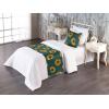 Ambesonne Floral Bed Runner Set, Roses Lavender Eucalyptus Watercolor Valentine’s Day Romantic Concept, Decorative Bedding Scarf and a Pillow Sham for Hotels Homes, Twin, Purple Grey and Off White(Orange Teal Brown)