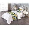 Ambesonne Floral Bed Runner Set, Roses Lavender Eucalyptus Watercolor Valentine’s Day Romantic Concept, Decorative Bedding Scarf and a Pillow Sham for Hotels Homes, Twin, Purple Grey and Off White(Earth Yellow Apple Green)
