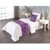 Ambesonne Floral Bed Runner Set, Roses Lavender Eucalyptus Watercolor Valentine’s Day Romantic Concept, Decorative Bedding Scarf and a Pillow Sham for Hotels Homes, Twin, Purple Grey and Off White(Purple Olive Green)