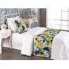 Ambesonne Floral Bed Runner Set, Roses Lavender Eucalyptus Watercolor Valentine’s Day Romantic Concept, Decorative Bedding Scarf and a Pillow Sham for Hotels Homes, Twin, Purple Grey and Off White(Earth Yellow Apple Green)
