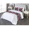 Ambesonne Floral Bed Runner Set, Roses Lavender Eucalyptus Watercolor Valentine’s Day Romantic Concept, Decorative Bedding Scarf and a Pillow Sham for Hotels Homes, Twin, Purple Grey and Off White(Soft Pink Olive Green)