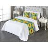 Ambesonne Floral Bed Runner Set, Roses Lavender Eucalyptus Watercolor Valentine’s Day Romantic Concept, Decorative Bedding Scarf and a Pillow Sham for Hotels Homes, Twin, Purple Grey and Off White(Earth Yellow Forest Green)