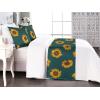 Ambesonne Floral Bed Runner Set, Roses Lavender Eucalyptus Watercolor Valentine’s Day Romantic Concept, Decorative Bedding Scarf and a Pillow Sham for Hotels Homes, Twin, Purple Grey and Off White(Orange Teal Brown)