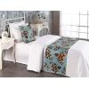 Ambesonne Floral Bed Runner Set, Roses Lavender Eucalyptus Watercolor Valentine’s Day Romantic Concept, Decorative Bedding Scarf and a Pillow Sham for Hotels Homes, Twin, Purple Grey and Off White(Dark Peach Blue Grey)