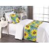 Ambesonne Floral Bed Runner Set, Roses Lavender Eucalyptus Watercolor Valentine’s Day Romantic Concept, Decorative Bedding Scarf and a Pillow Sham for Hotels Homes, Twin, Purple Grey and Off White(Earth Yellow Forest Green)