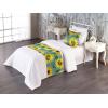 Ambesonne Floral Bed Runner Set, Roses Lavender Eucalyptus Watercolor Valentine’s Day Romantic Concept, Decorative Bedding Scarf and a Pillow Sham for Hotels Homes, Twin, Purple Grey and Off White(Earth Yellow Forest Green)