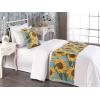 Ambesonne Floral Bed Runner Set, Roses Lavender Eucalyptus Watercolor Valentine’s Day Romantic Concept, Decorative Bedding Scarf and a Pillow Sham for Hotels Homes, Twin, Purple Grey and Off White(Earth Yellow and Olive Green)