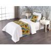 Ambesonne Floral Bed Runner Set, Roses Lavender Eucalyptus Watercolor Valentine’s Day Romantic Concept, Decorative Bedding Scarf and a Pillow Sham for Hotels Homes, Twin, Purple Grey and Off White(Earth Yellow and Olive Green)
