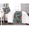Ambesonne Floral Bed Runner Set, Roses Lavender Eucalyptus Watercolor Valentine’s Day Romantic Concept, Decorative Bedding Scarf and a Pillow Sham for Hotels Homes, Twin, Purple Grey and Off White(Dark Peach Blue Grey)