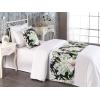 Ambesonne Floral Bed Runner Set, Valentine’s Day Romantic Concept Watercolor Hydrangeas Roses Birds, Decorative Bedding Scarf and 2 Pillow Shams for Hotels Homes, Queen, Soft Pink Pistachio Green(Laurel Green Black White)