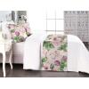 Ambesonne Floral Bed Runner Set, Valentine’s Day Romantic Concept Watercolor Hydrangeas Roses Birds, Decorative Bedding Scarf and 2 Pillow Shams for Hotels Homes, Queen, Soft Pink Pistachio Green(Fern Green Lilac and Blush)