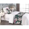 Ambesonne Floral Bed Runner Set, Valentine’s Day Romantic Concept Watercolor Hydrangeas Roses Birds, Decorative Bedding Scarf and 2 Pillow Shams for Hotels Homes, Queen, Soft Pink Pistachio Green(Pink Laurel Green White)
