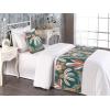 Ambesonne Floral Bed Runner Set, Valentine’s Day Romantic Concept Watercolor Hydrangeas Roses Birds, Decorative Bedding Scarf and 2 Pillow Shams for Hotels Homes, Queen, Soft Pink Pistachio Green(Pale Rust Grey Teal and Amber)