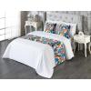 Ambesonne Floral Bed Runner Set, Valentine’s Day Romantic Concept Watercolor Hydrangeas Roses Birds, Decorative Bedding Scarf and 2 Pillow Shams for Hotels Homes, Queen, Soft Pink Pistachio Green(Orange Beige and Teal)