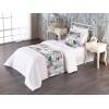 Ambesonne Floral Bed Runner Set, Valentine’s Day Romantic Concept Watercolor Hydrangeas Roses Birds, Decorative Bedding Scarf and 2 Pillow Shams for Hotels Homes, Queen, Soft Pink Pistachio Green(Pale Mauve White and Green)