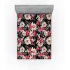 Ambesonne Floral Fitted Sheet, Roses Lavender Eucalyptus Watercolor Valentine’s Day Romantic Concept, Decorative Soft Fabric Bedding All-Round Elastic Pocket, Full Size, Purple Grey and Off White(Raspberry and Reseda Green)