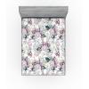 Ambesonne Floral Fitted Sheet, Valentine’s Day Romantic Concept Watercolor Hydrangeas Roses Birds, Decorative Soft Bedding All-Round Elastic Pocket, California King, Soft Pink Pistachio Green(Pale Mauve White and Green)