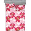 Ambesonne Floral Fitted Sheet & Pillow Sham Set, Monochrome Lily Flowers Valentine’s Day Concept Retro Illustration, Decorative Printed 3 Piece Bedding Decor Set, Full, Charcoal Grey and White(Dark Coral and Soft Pink)