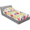 Ambesonne Floral Fitted Sheet & Pillow Sham Set, Monochrome Lily Flowers Valentine’s Day Concept Retro Illustration, Decorative Printed 3 Piece Bedding Decor Set, Full, Charcoal Grey and White(Apple Green and Dark Pink)