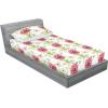 Ambesonne Floral Fitted Sheet & Pillow Sham Set, Monochrome Lily Flowers Valentine’s Day Concept Retro Illustration, Decorative Printed 3 Piece Bedding Decor Set, Full, Charcoal Grey and White(Dark Pink and Olive Green)