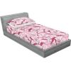 Ambesonne Floral Fitted Sheet & Pillow Sham Set, Monochrome Lily Flowers Valentine’s Day Concept Retro Illustration, Decorative Printed 3 Piece Bedding Decor Set, Full, Charcoal Grey and White(Pastel Pink and Blush)
